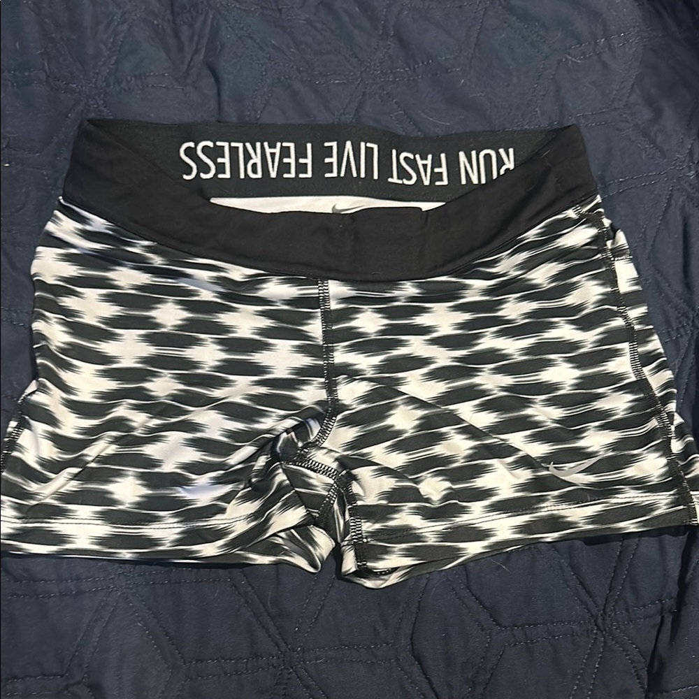 Nike Black and White Geometric Athletic Shorts